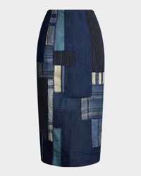 Mae Mutli Patchwork Striped Pencil Skirt