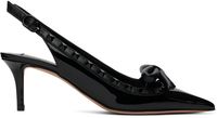 Valentino Garavani Black Rockstud Bow Slingback Heels