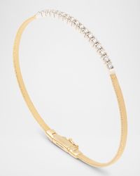 18K Yellow Gold Small Stackable Bracelet with Diamond Bar