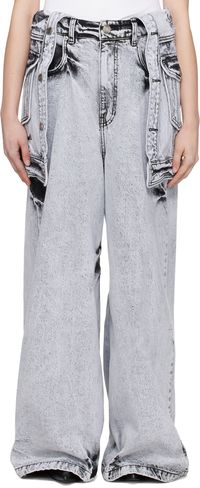 Juun.J Gray Layered Jeans
