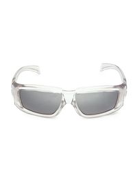 Men's Transparent Rectangular Sunglasses - Transparent