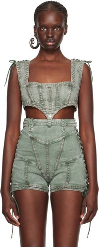 Jean Paul Gaultier Green KNWLS Edition Denim Tank Top
