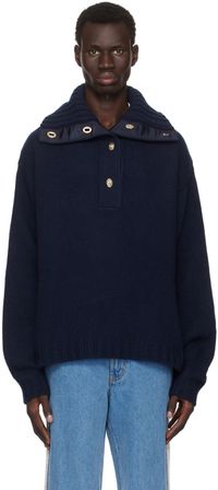 Wales Bonner Navy Celeste Knit Sweater