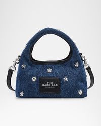 The Mini Icon Stud Denim Micro Crossbody Sack Bag