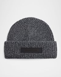 Men's Mouline Knit Rubber-Logo Beanie Hat