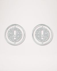 LUCKY MOVE 18K WHITE GOLD DIAMOND STUD EARRINGS