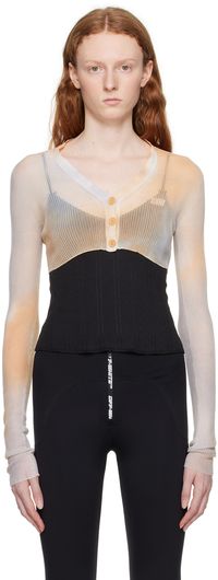 Off-White Cardigan semi-transparent gris