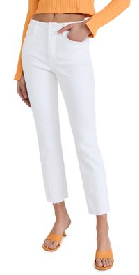 Good American Good Straight Raw Hem Jeans White037 0