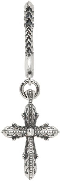 Emanuele Bicocchi Silver Gothic Cross Single Earring