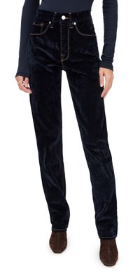 Good American Good Icon Straight Velvet Denim Jeans Indigo939 10