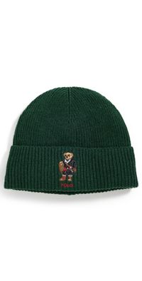 Polo Ralph Lauren Holiday Bear Beanie Hunt Club Green One Size