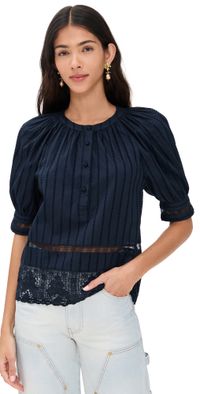 Ulla Johnson Faye Puff Sleeve Blouse Midnight 14