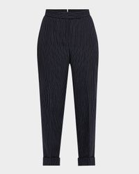 Pinstriped Backstrap Cropped Trousers