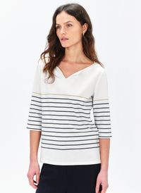 Caroll - Tee-shirt droit à col tunisien - Taille XL - Beige