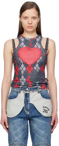 Andersson Bell SSENSE Exclusive Gray & Red Puffy Heart Saver Tank Top