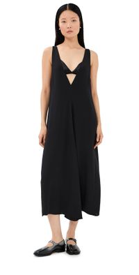 Tibi 4 Ply Silk V Neck Dress with Bra Black 6