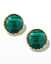 Malachite Bezel Clip Earrings