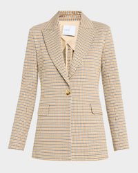 Houndstooth Double-Knit Single-Breasted Jacket