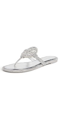 Tory Burch Miller Knotted Pave Sandals Silver 10