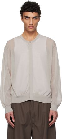 AMOMENTO Gray Sheer Round Cardigan