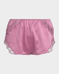 Lace-Trim Silk Charmeuse Tap Shorts