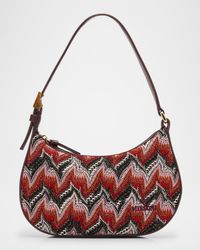 Chevron Raschel & Leather Mini Hobo Bag