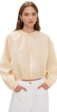 Proenza Schouler White Label Wendy Top in Tech Poplin Light Butter 4