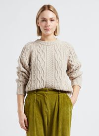 The New Society - Pull col rond torsadé en laine mélangée - Taille L - Beige