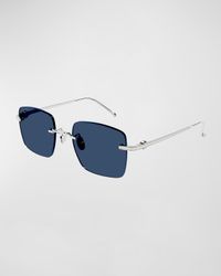 Men's Rimless Rectangle Metal Sunglasses