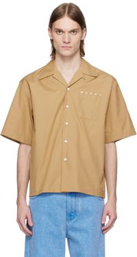 Marni Tan Poplin Bowling Hidden Logo Shirt