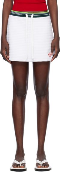 Casablanca Minijupe de tennis blanche à velventine texturée