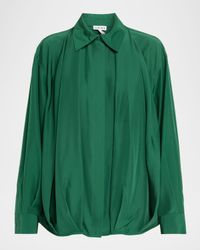 Charmeuse Balloon Button-Down Shirt