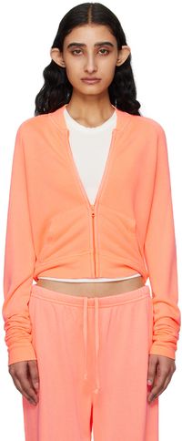 SKIMS Orange Modal French Terry Shrunken Zip Up Sweatshirt