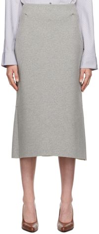 Dries Van Noten Gray Neoprene Tailored Midi Skirt