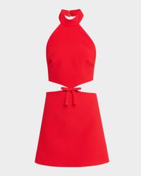 Bow Cutout Halter Mini Cocktail Dress
