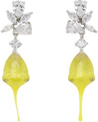 Ottolinger SSENSE Exclusive Silver & Yellow Flower Dip Earrings