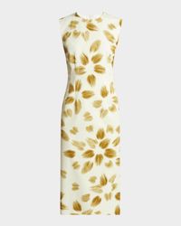 Delavina Printed Sheath Midi Dress