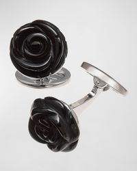 Onyx Carved Rose Cuff Links