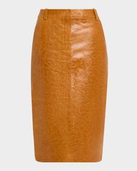 Tailored Crinkle Leather Pencil Skirt