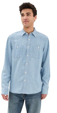Faherty Tried and True Chambray Workshirt Vintage Indigo XXL