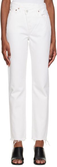AGOLDE Jean droit blanc à taille entrecroisée