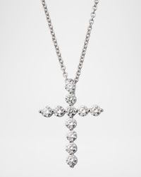 18K White Gold Diamond Cross Necklace, 20"L, 0.66tcw