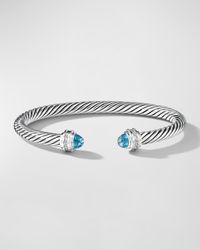 Cable Bracelet with Gemstones in Silver