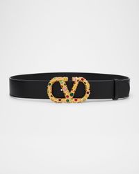 VLogo Signature Embellished Leather Belt, 40mm