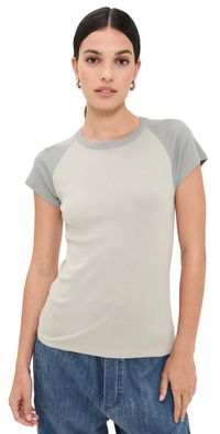 Vince Raglan Color Block Tee Oat Shell Combo XS