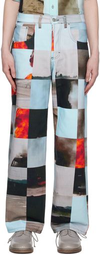 Serapis Blue Printed Jeans