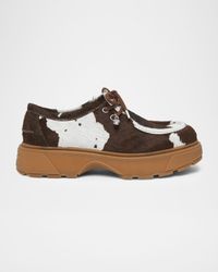 Men's Rover Cow-Print Pony Hair Lug-Sole Loafers