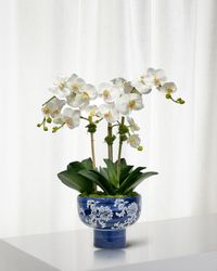 Orchid 21" Faux Floral Arrangement in Porcelain Bowl