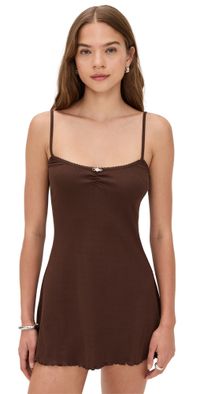 For Love & Lemons Elliana Slip Dress Chocolate L
