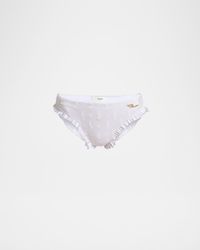 Ruffle-Trim Eyelet Bikini Bottoms